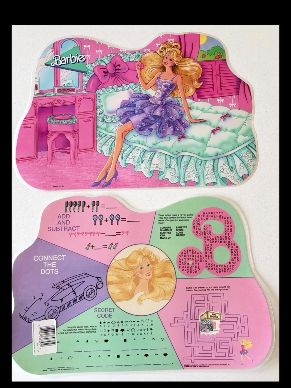 4 VINTAGE BARBIE PLACEMATS DOUBLE SIDED 1988 Mattel Vintage Barbie Party 17x12”